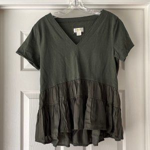 Maeve army green tiered v-neck, XS